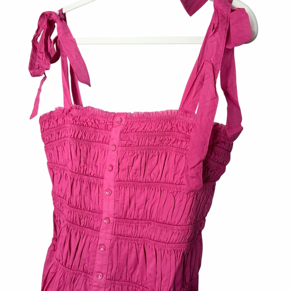 NWT Summer Pink Adjustable Straps Smocked Midi Dress, various sizes - Picture 5 of 12